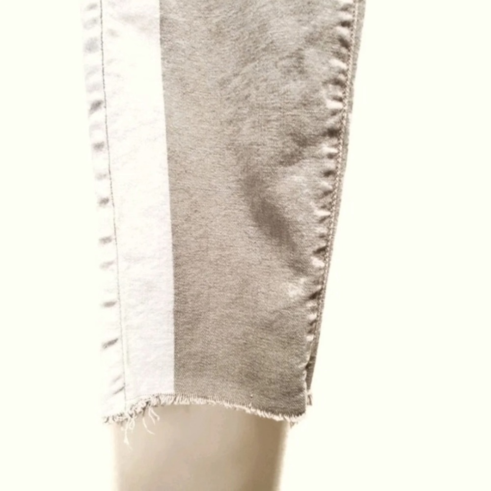 MOTHER Beige Ankle Cropped Jeans with Cream Side Stripe - Picture 3 of 8